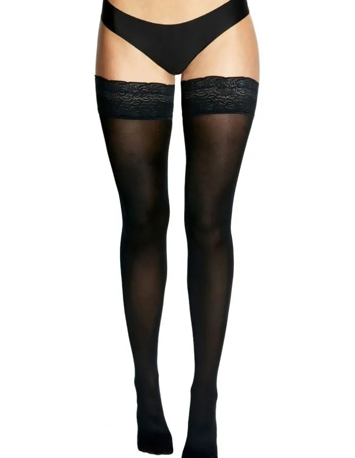 Levante Opaque Stay Ups Stockings in Black