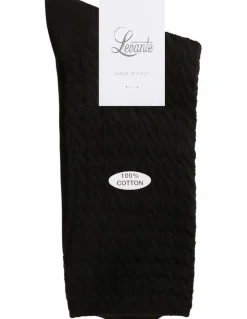 Levante Textured Cotton Midi Length Socks in Black