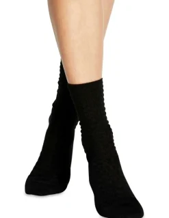 Levante Textured Cotton Midi Length Socks in Black