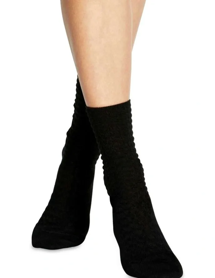 Levante Textured Cotton Midi Length Socks in Black