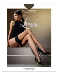 Levante Velatissima Stay Ups Hosiery in Brown