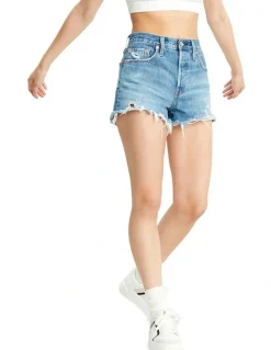 Levi's 501 Original High-Rise Jean Shorts in Athens Mid Blue