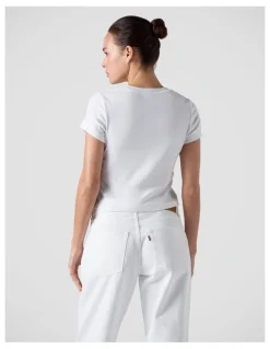Levi's Graphic Essential Baby Tee in Emb Club Logo Bright White