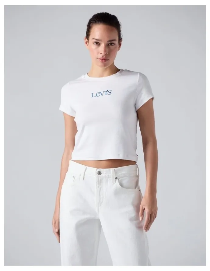 Levi's Graphic Essential Baby Tee in Emb Club Logo Bright White