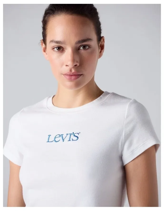 Levi's Graphic Essential Baby Tee in Emb Club Logo Bright White