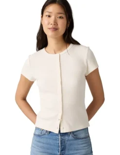 Levi's Rory Button-Through Shirt in Egret Rib