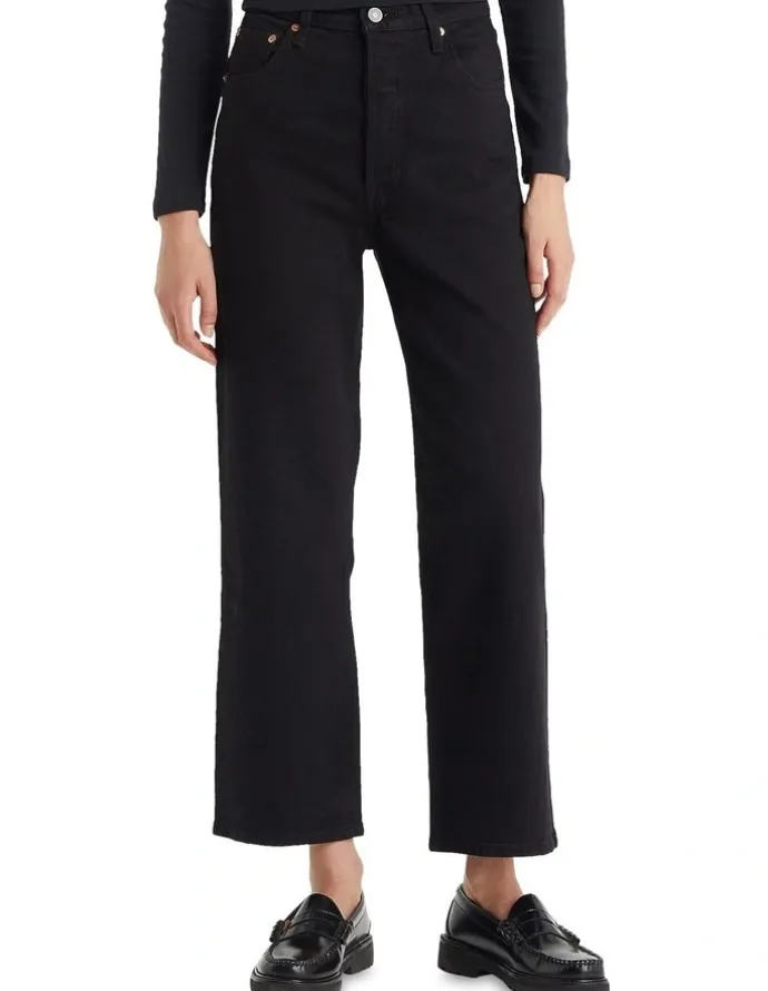Levi's Ribcage Straight Ankle Jeans in Black Sprout