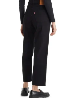 Levi's Ribcage Straight Ankle Jeans in Black Sprout