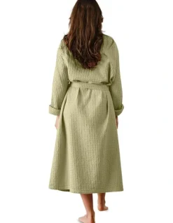 Linen House Keaton Robe in Green Gum