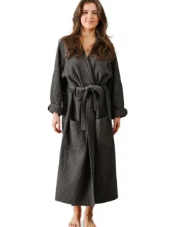 Linen House Keaton Robe in Charcoal