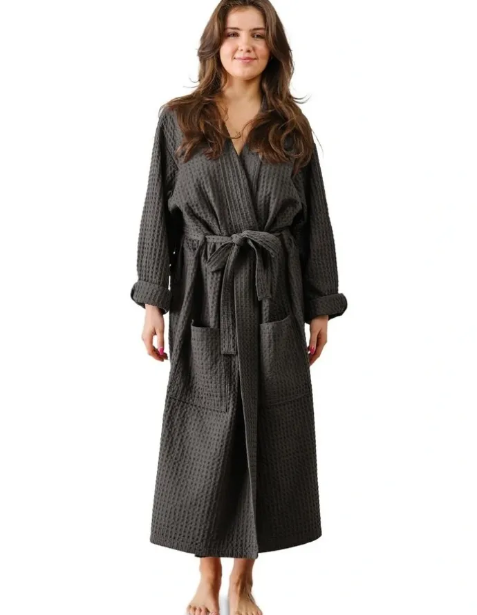 Linen House Keaton Robe in Charcoal