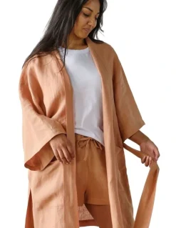 Linen House Nimes Bath Robe in Clay