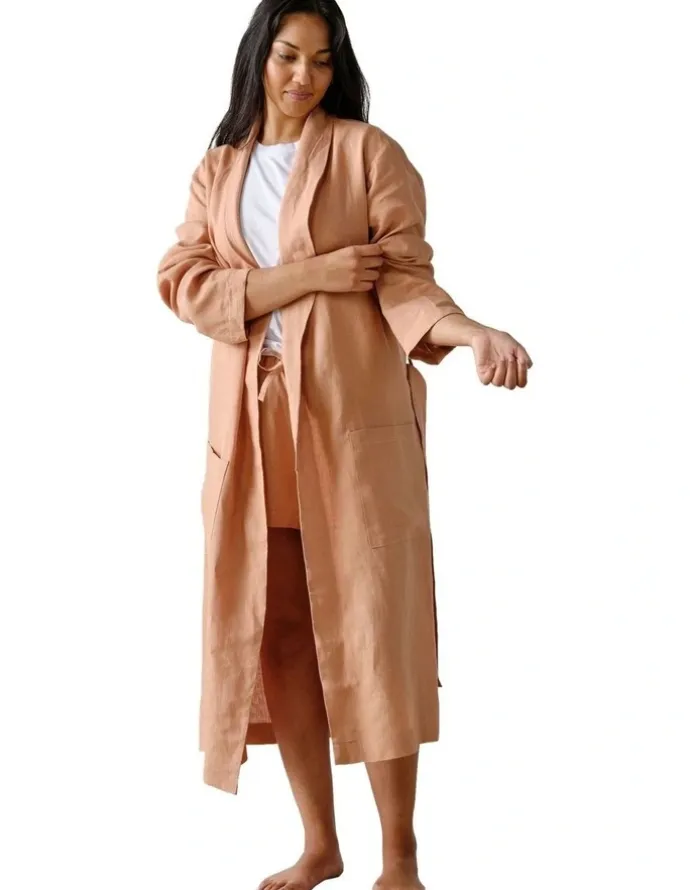 Linen House Nimes Bath Robe in Clay