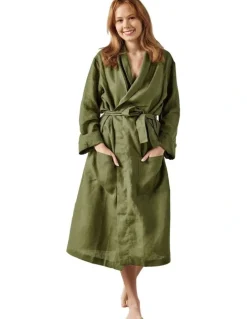 Linen House Nimes Bath Robe in Moss
