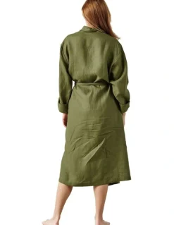 Linen House Nimes Bath Robe in Moss