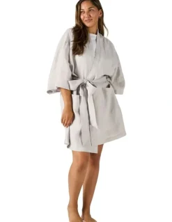 Linen House Nimes Short Robe in Pale Grey