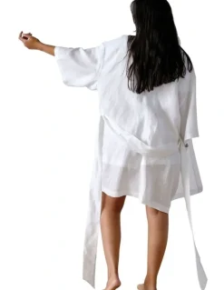 Linen House Nimes Short Robe in White