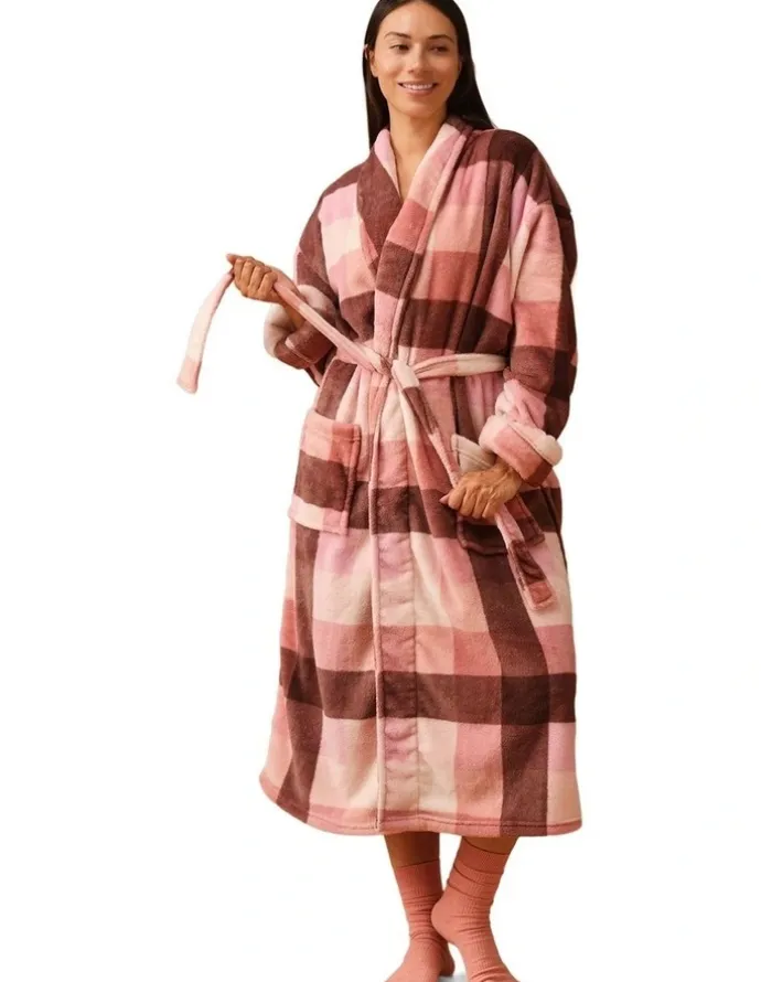 Linen House Plush Alec Robe in Plum