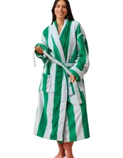 Linen House Plush Ocean City Robe in Spearmint