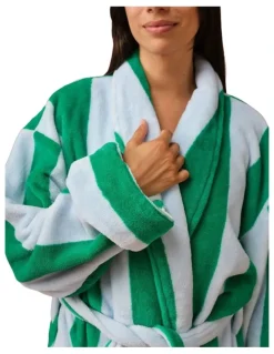 Linen House Plush Ocean City Robe in Spearmint