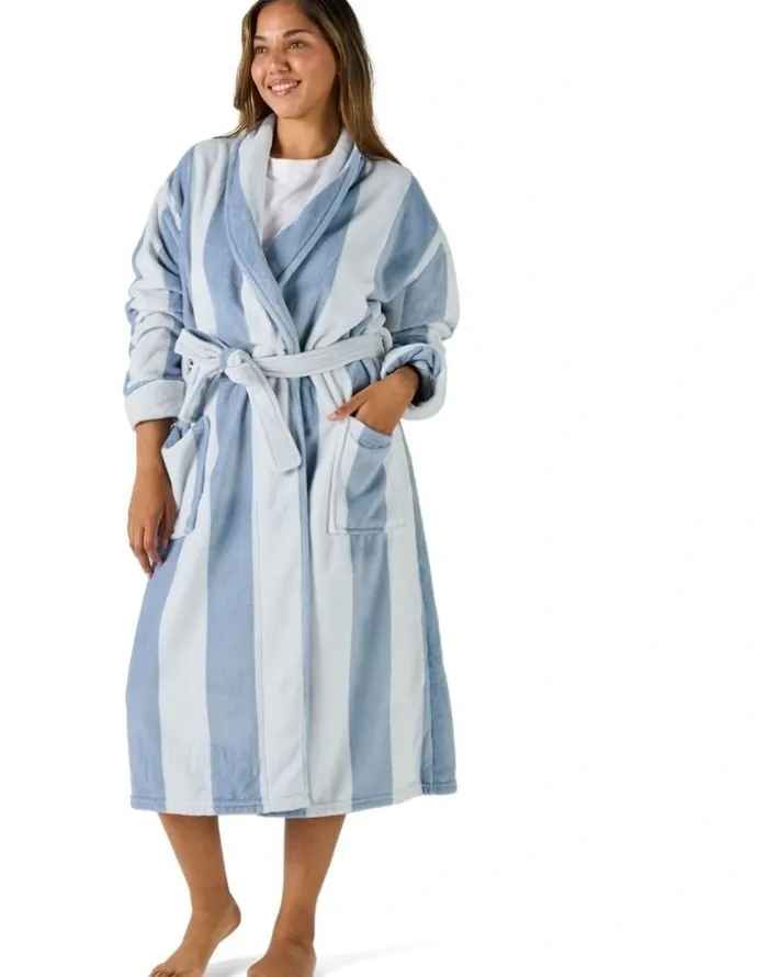 Linen House Plush Ocean City Robe in Cornflower