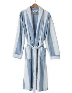 Linen House Plush Ocean City Robe in Cornflower