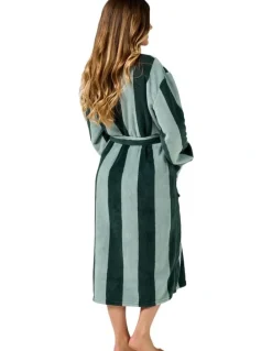Linen House Plush Ocean City Robe in Forest