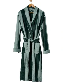 Linen House Plush Ocean City Robe in Forest