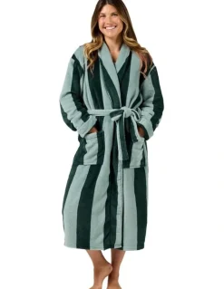 Linen House Plush Ocean City Robe in Forest