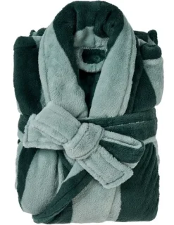 Linen House Plush Ocean City Robe in Forest
