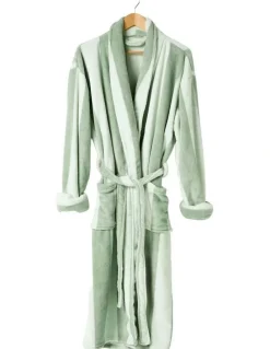 Linen House Plush Ocean City Robe in Jade