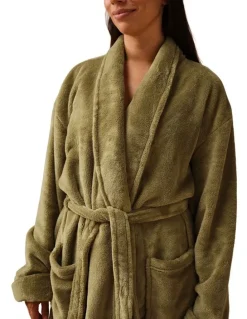 Linen House Plush Robe in Olive
