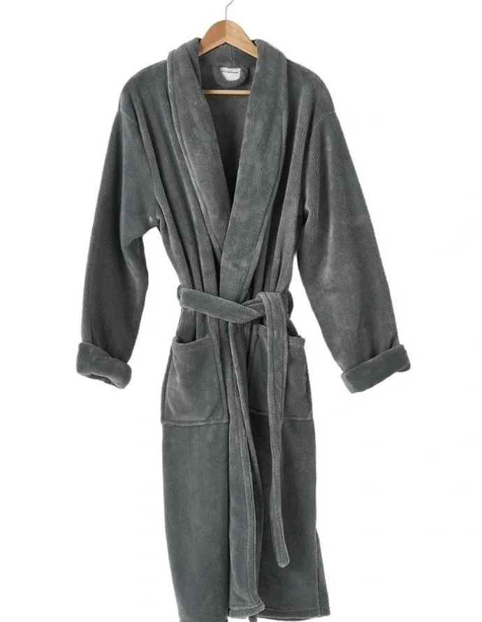 Linen House Plush Robe in Charcoal