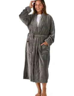 Linen House Plush Robe in Charcoal
