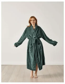 Linen House Plush Robe in Green