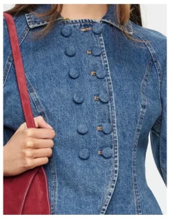 Lioness Form Jacket in Mid Blue Denim
