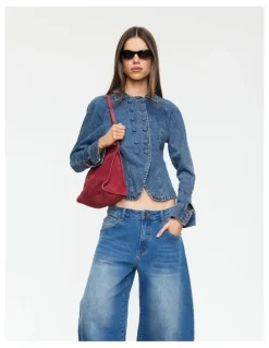 Lioness Form Jacket in Mid Blue Denim