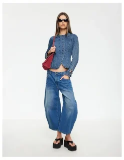 Lioness Form Jacket in Mid Blue Denim