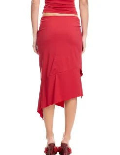 Lioness Rendezvous Midi Skirt in Red