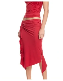 Lioness Rendezvous Midi Skirt in Red