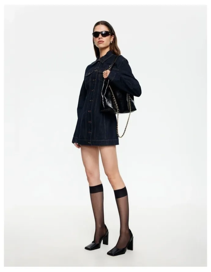 Lioness Rider Denim Mini Dress in Blue