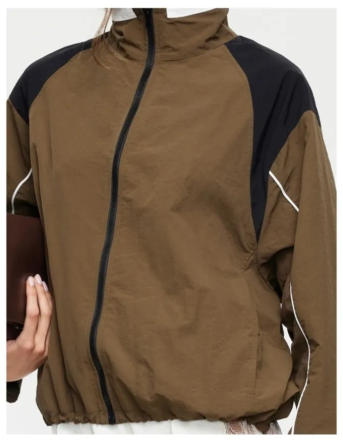 Lioness Shoreline Windbreaker Jacket in Brown