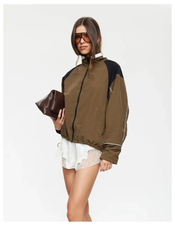Lioness Shoreline Windbreaker Jacket in Brown