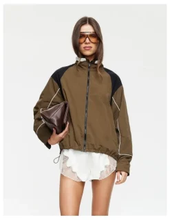 Lioness Shoreline Windbreaker Jacket in Brown