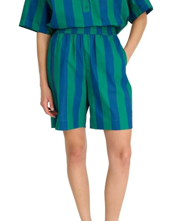 LMND Chiara Mid Length Stripe Shorts in Green