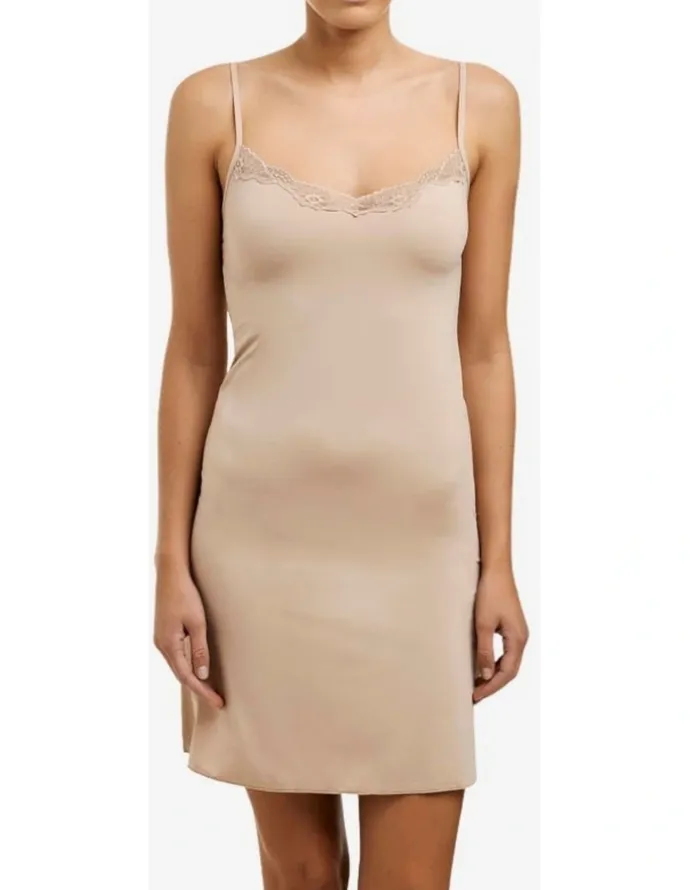 Love & Lustre Classic Slip with Lace in Beige