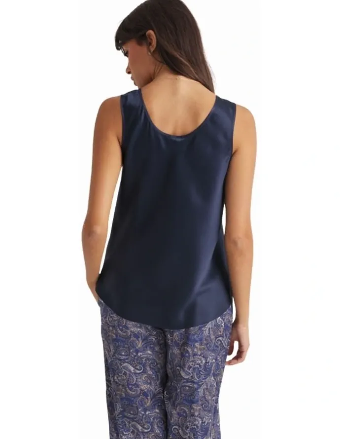 Love & Lustre Pure Mono Silk Camisole in Navy