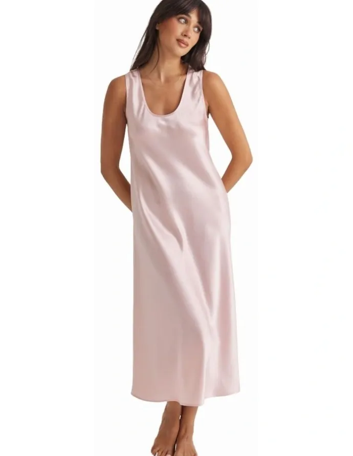 Love & Lustre Silk Long Mono Chemise in Blush