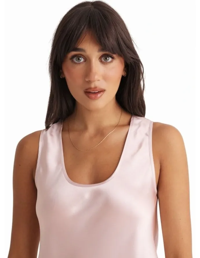 Love & Lustre Silk Long Mono Chemise in Blush