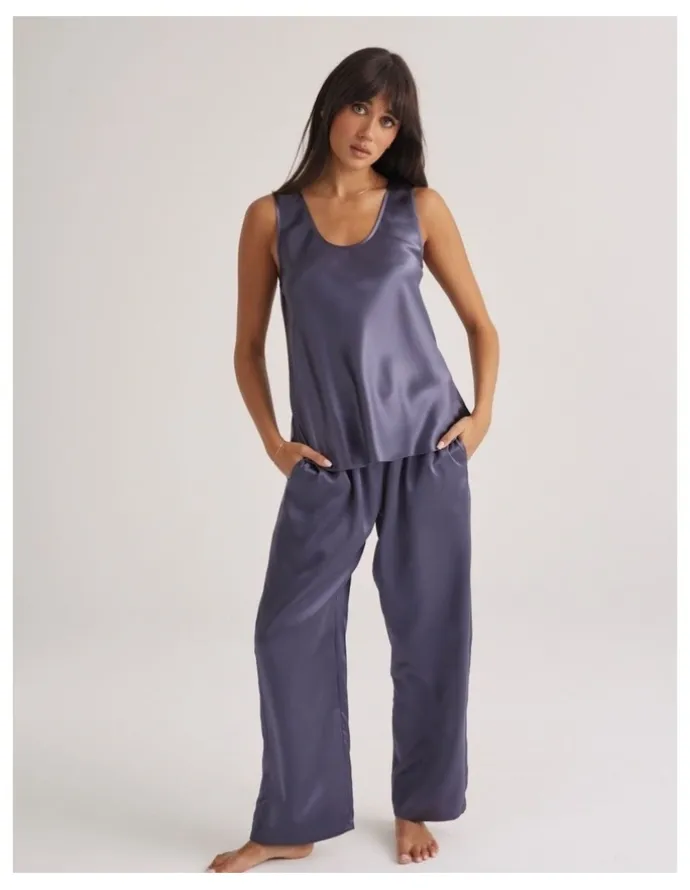 Love & Lustre Silk Mono Silk Camisole in Blue Manor